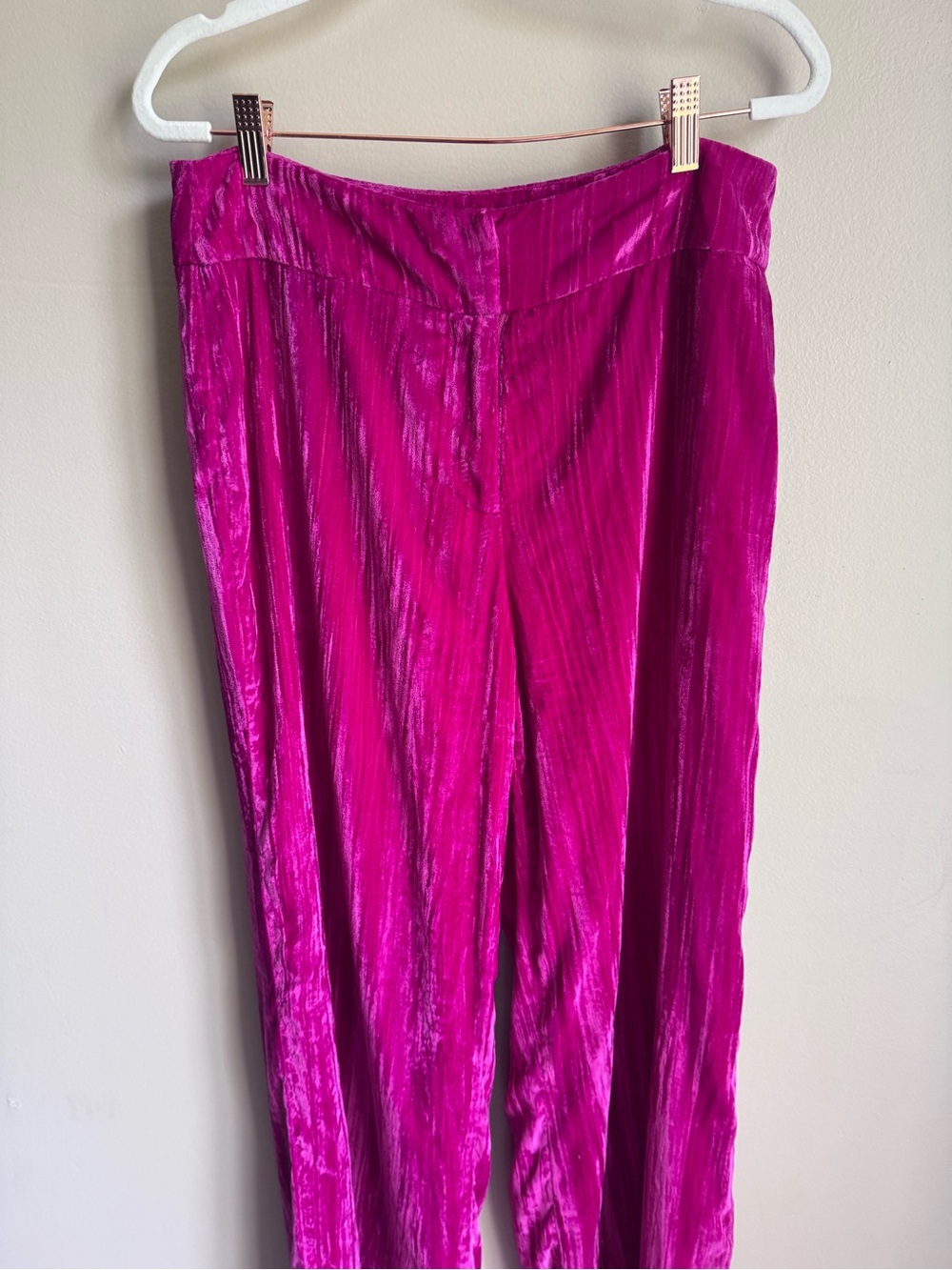 Nasty Gal Hot Pink Crushed Velvet Tailored BLAZER Suit Set 33 Inseam Size 8 - Picture 5 of 14